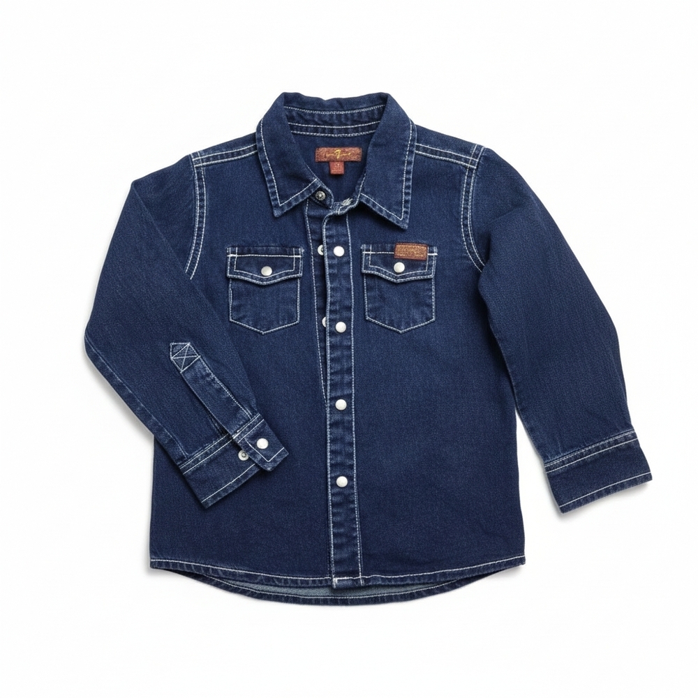 7 For All Mankind Kids Denim Snap Shirt/Jacket - Size 3T